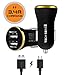 Tech Sense Lab CE & FCC Certified, 3.4A Dual USB Fast Car Charger Includes 1 Micros USB Cable Rated At 480mbps (Black n Gold) RS.499.00