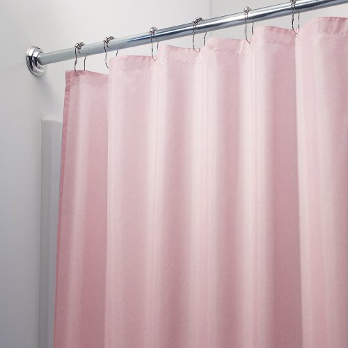 InterDesign Duschvorhang aus Stoff | wasserdichter Duschvorhang mit verstärktem Saum | waschbarer Textil Duschvorhang in der Größe 183,0 cm x 183,0 cm | Polyester rosa - 2