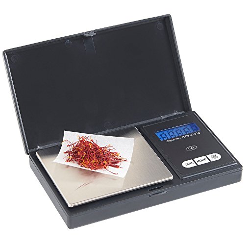 VonShef tragbare digitale Taschenwage mit 1kg Kapazität & beleuchtetes LCD-Display – Schwarz/Edelstahl