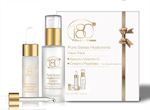 180 Cosmetics Anti Aging Bündel – Hyaluronserum mit Vitamin C UND Hyaluron Creme mit Peptide – ZWEI PRODUKTE ZUM UNGLAUBLICHEN PREIS! HÖCHSTE KONZENTRATION von Hyaluronsäure von allen Hautpflegeserien - 2