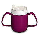 Ornamin Two Handled Mug with Internal Cone 140 ml Blackberry with Spouted Lid with small opening (model 815 + 806) | drinking aid