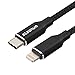 Produktbild USB Typ C auf Lightning Kable, Steanum iPhone Kabel Ladegerät Power Delivery(PD) Dauerhaft Nylon Geflochten USB 3.0 Type C auf Laden und Sync Datenkabel Schnell Laden Kabel für iPhone X / 8 / 8 Plus iPad Mini iPods Macbook Pro 2016 (1.2M/3.9ft)
