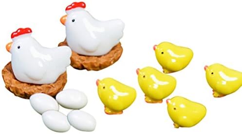 EdaEve 13-Piece Miniature Hen and Chickens Family Farm Animals Statues Home Game Decor Dollhouse Garden Miniatures