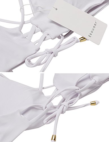 Ekouaer Frauen Freisteller Neutraler Hintergrund Vintage Style Pin Up Zwei Stück Badeanzug Bikini Set - 5