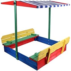 Bac à sable avec banc et toit imperméable - Boîte à sable