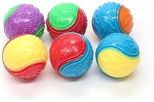 GENERIC Meakin Trade Squeaky Dog Balls - 6 Pack Dog Toys in Bright Colours for Endless Fun, Training, and Bonding - Durable and Safe Strong Dog Toy Suitable for All Breeds and Sizes