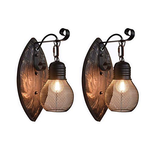 Zhich Retro Creative Wood Vintage Lampada Da Parete Industriale Corda Della Canapa Chiaro Della Parete Della Decorazione Di Arte Di Personalita Sconce Per Bar Camera Loft Club 1 Pack Illuminazione Illuminazione Per Interni