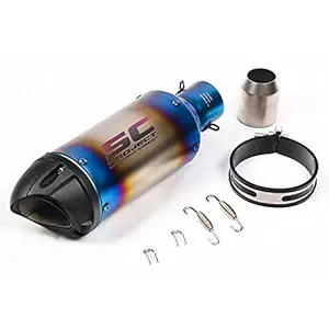 Open Throttle Racers 51 MM Inlet Shark Mouth style Fiber Tip Stainless Steel Universal Slip-On Without DB Killer for Loud Exhaust note Mid Size Multi Colour