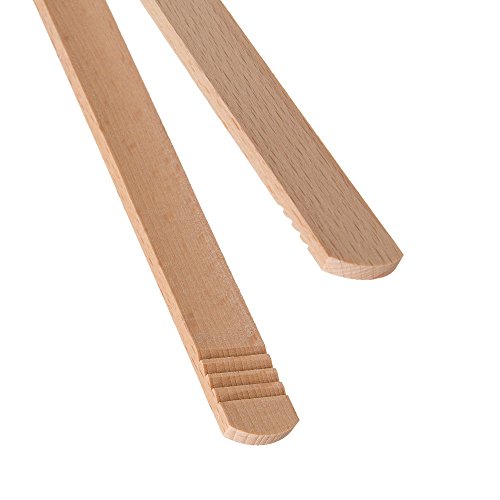 Uulki® 2-tlg. Set Küchenzange aus Ardenner Buchenholz – Umweltfreundlich & hergestellt in Europa – BBQ Barbecue Grillzange 30 cm und Toastzange 22 cm - 6