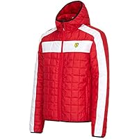 Ferrari rojo con capucha acolchada chaqueta Packable con Ferrari Scudetto en el pecho., Rojo