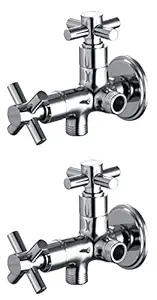 Drizzle Angle Valve Corsa 2 in 1 Brass Chrome Plated/Two Way Angle Cock/Angle Tap/Angle Cock/Quarter Turn Tap - Set of 2