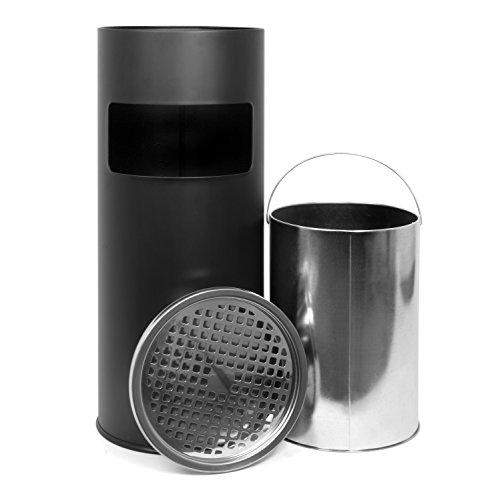Standaschenbecher mit herausnehmbaren Mülleimer, Standabfallbehälter mit Aschenbecher für draußen, Standascher, 30 Liter in schwarz by Floyen Home - 6