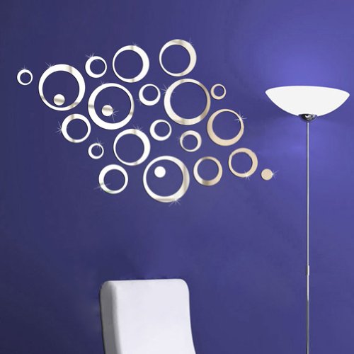 ZGY Silber Ring im 3D Style Wandtattoo Wandaufkleber Wandsticker Wandbilder für Schlafzimmer und Wohnzimmer - 5