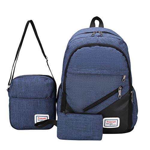 Preisvergleich Produktbild Rucksack FOANA Damen Handtaschen Schultertasche Geldbörse Kartenhalter Tasche Set 3pc (Blau 2)