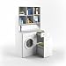 Produktbild VICCO Waschmaschinenschrank Kombination weiß 185 x 103 x 60 cm - Badregal Hochschrank Waschmaschine Bad Schrank Badezimmerschrank (weiß)