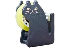 HIBUCUO Vintage Tape Dispenser with 1 Roll of Adhesive Tape, Cute Cat Wooden Table Dispenser, Tape Dispenser for Home, Office, Desk Accessories for Students, Girls, Boys