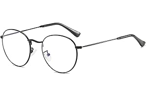 MIGOO Klassische Runde Blaulichtfilter Brille Ohne Stärke Metall Rahmen Retro Brillenfassungen Nerdbrille Unisex (Herren/Damen)