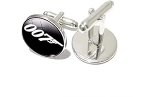 LIUYI James Bond 007 Manschettenknöpfe für Herren, versilbert, Glas-Cabochon, Kunstschmuck