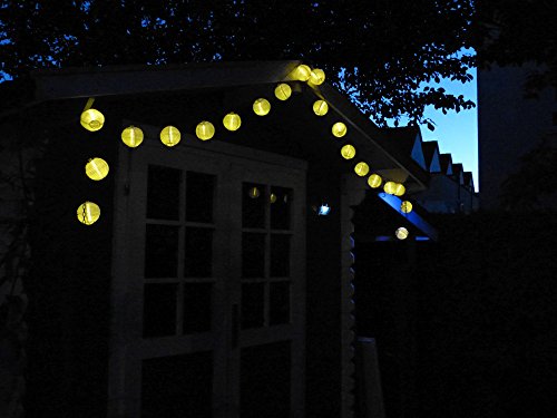 Hellblau 20er LED Solar Lichterkette Lampions Laterne Warmweiß - 4