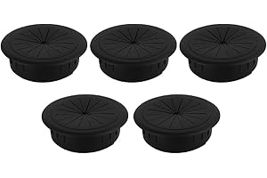 ATLIBERSWO 5 Pasacables Escritorio, Pasacables de 60 mm, Pasacables Mesa, Gadgets de Escritorio, Pasacables de Escritorio de Plástico, para Escritorios y Encimeras de Trabajo (Negro)