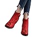 Produktbild Geili Stiefeletten Damen mit Blockabsatz Kurzschaft Lederstiefel Vintage Ethnisch Handgenäht Blumen Ankle Boots Frauen Übergrößen Reißverschluss Warm Gefüttert Winterstiefel