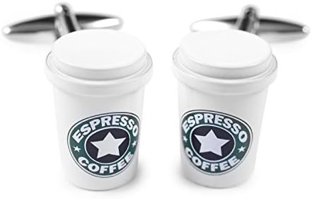 Sologemelos - Cofee Glass Cufflinks - Rhodium Plated - Anti-Tarnish - Magnetic Cufflink Gift Box