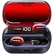 Wireless Earbuds Bluetooth 5.1 Headphones in-Ear Bluetooth Earphones with 100H Playtime LED Case, Deep Bass Ear Buds Built in Microphone, Waterproof Noise Canceling Earphones for iPhone Android, Red