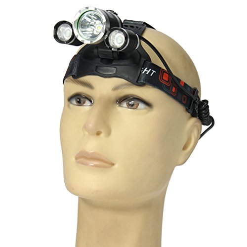 OUTERDO 5000Lumen T6 +2R5 LED Stirnlampe 4 Mode LED Kopflampe Head lamp+ 2 x 18650 Akku + AC Ladegerät Für Outdoor/Sports/Camping/Biking/Jagd/Fischerei - 7