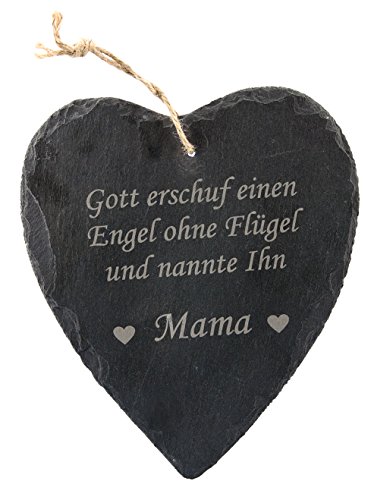 geschenke-fabrik Schiefer Herz mit Spruch/Gravur für Mama - Geschenk/Schieferherz für Mutter