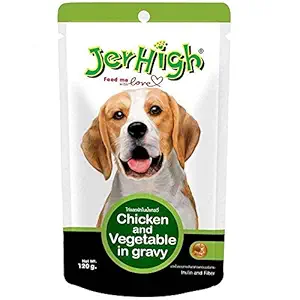 JerHigh Wet Food Chicken & Vegetable Gravy for Dogs, Pack of 24 (24x120 g)