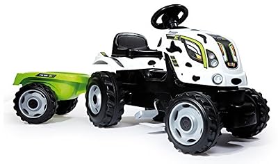 Smoby 710113 - Tracteur Farmer XL + Remorque - Capot Ouvrable - Vache