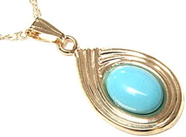 9ct Gold Turquoise Swirl pendant and chain
