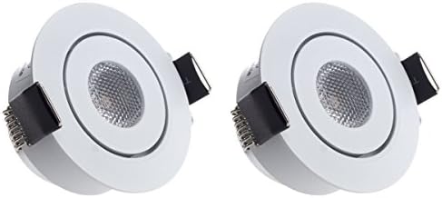 Sensati Small Shallow Miniature LED Recessed Downlight Spot Dinner Set Set of 2 Height, Dimmable, 420 Lumen Includes driver, enclosure colour: White / warm white WW T096 2 W