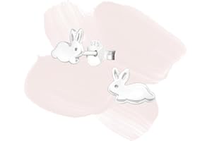 Laimons Kids Orecchini a pressione per bambini gioielli per bambini Coniglio finitura lucida Argento Sterling 925