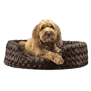 Furhaven Pet NAP Oval Ultra Plush Bed for Dog or Cat, Large, Chocolate