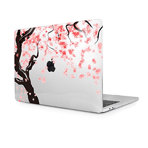TwoL 13 Zoll Kirschbaumblüte Entwurf Hartschale Hülle für 2016 Neues MacBook Pro 13 mit/ohne Touch Bar,Transparent