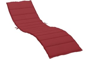 vidaXL Coussin de Chaise Longue, Coussin de Bain de Soleil, Coussins de Transat, Coussin pour Chaise de Jardin Patio Extérieur Arrière-Cour, Rouge Bordeaux 200x60x3 cm Tissu Oxford