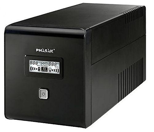Phasak PH 9410 - Sistema de alimentación ininterrumpida (1000 VA, LCD, USB, protección RJ45)