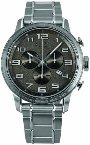 Alfex – 5672 _ 210 grey – Watch Men – Quartz – Chronograph – Black Dial – Steel Bracelet