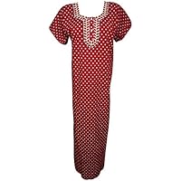 Womens Caftan Nightgown Neck Embroidered Red Maxi Caftan Coverup L