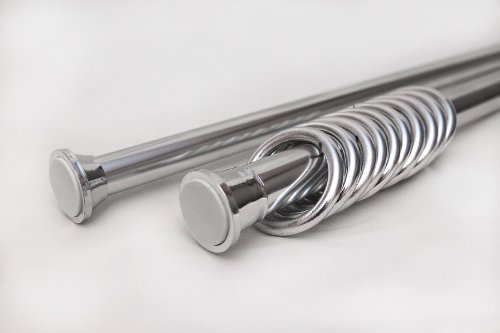 ALU DUSCHVORHANGSTANGE 105 cm – 180 cm SILBER CHROM GLÄNZEND TELESKOPSTANGE! SPRING SHOWER ROD! - 5