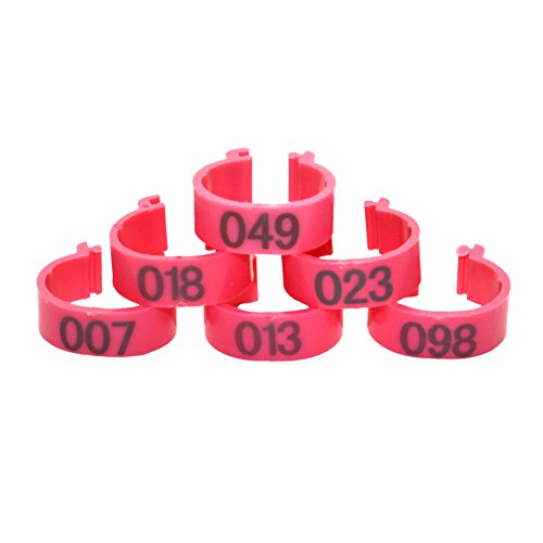Adhere To Fly 100 Pcs Plastikbeinringe mit Nummer 1-100 für Hühnerfleisch Ente Geflügel 6 Farben (Rosa)