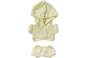 niannyyhouse Vêtements de poupée en peluche élastique et solide - Costume de sport - Pantalon à capuche - Accessoires de déguisement en peluche douce - 20 cm - Beige - 10 cm