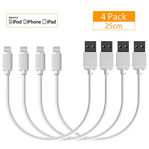 YOJA Kurze Ladekabel Lightning iPhone Kabel Lightning (25CM) Mini Ladekabel USB auf Lightning für Ladestation Power Bank kompatibel mit Apple iPhone X / 8 Plus 7 / 7plus / 6s, iPad (4er Pack, Weiß) YOJA Kurze Ladekabel Lightning iPhone Kabel Lightning (25CM) Mini Ladekabel USB auf Lightning für Ladestation Power Bank kompatibel mit Apple iPhone X / 8 Plus 7 / 7plus / 6s, iPad (4er Pack, Weiß)