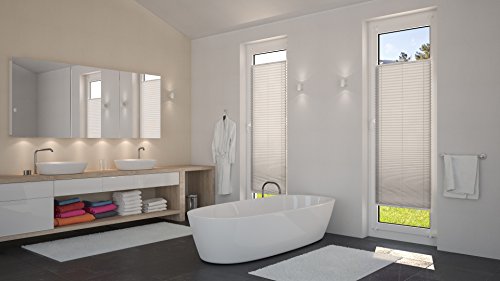 DecoProfi PLISSEE grau, verspannt, Breite 35cm x 130cm (max. Gesamthöhe Fensterflügel), mit Klemmträger / Klemmfix / ohne Bohren - 8