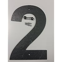 Zahlen aus Schiefer gearbeitet zwei 2 Hausnummer 25cm glatte Kante mit Lochung und VA-Befestigungsmittel