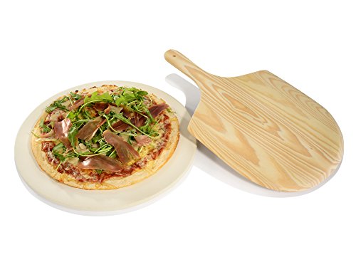 Pizzastein 33 cm mit Pizzaheber Brotbackstein Flammkuchenstein Heißer Stein