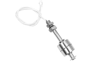 Hsthe Sea Float Switch, Stainless Steel Double Ball Water Level Sensor, Fish Tank Liquid Water Level Controller, Silver, 75mm Length