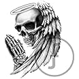 fingerz Angel of Death Skull Graphics 3D Sticker for Car and Bike Body Exterior Sports Decal 8 x 13 cm (Pack of 2), Vinyl