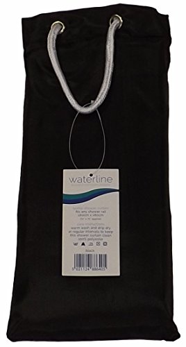 Waterline Duschvorhang, wasserabweisend, mit 12 Halteringen schwarz - 3